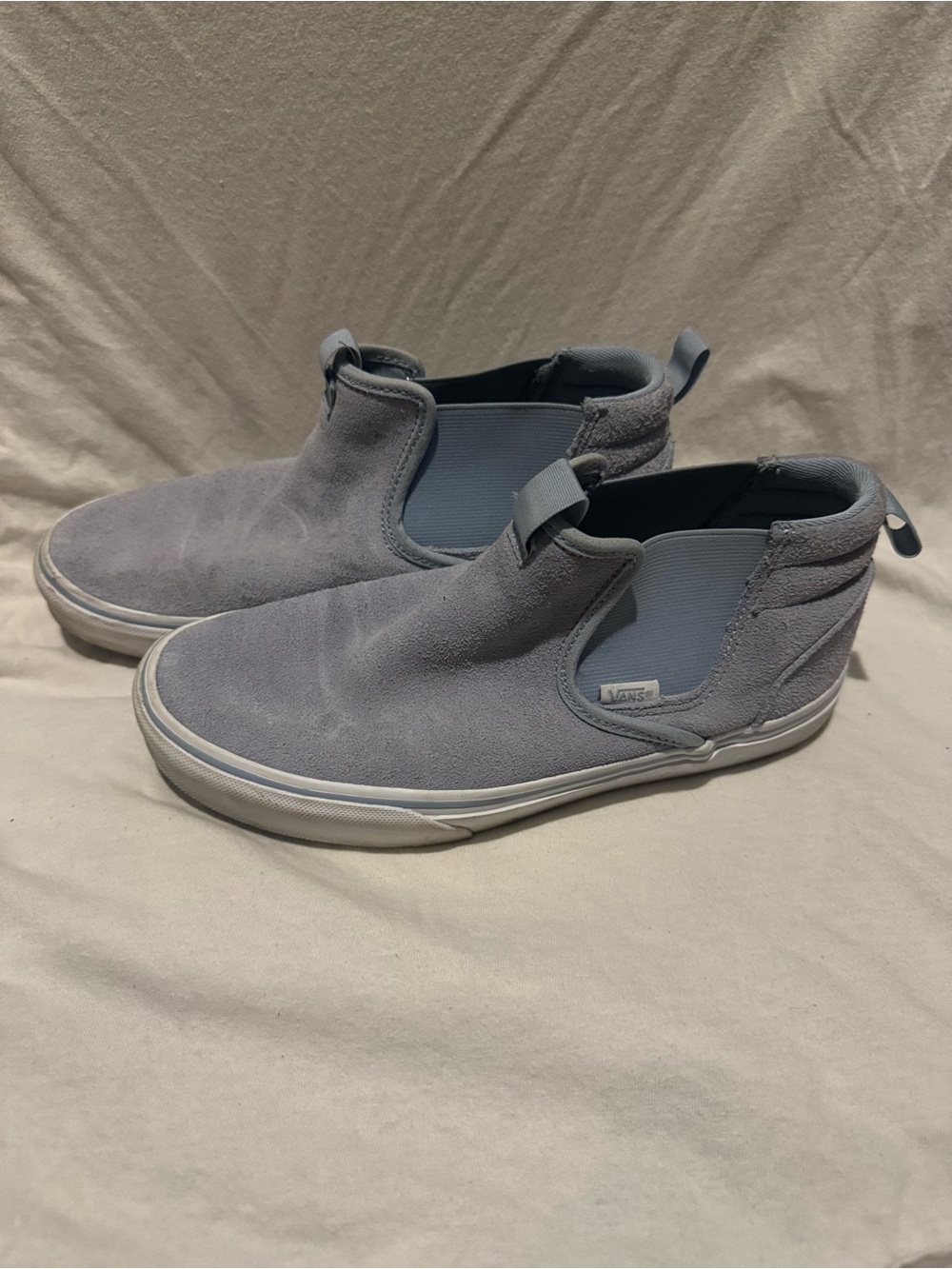 Vans Womens/ Kids Slip-On Mid-Top Suede Sneakers in Powder Blue
